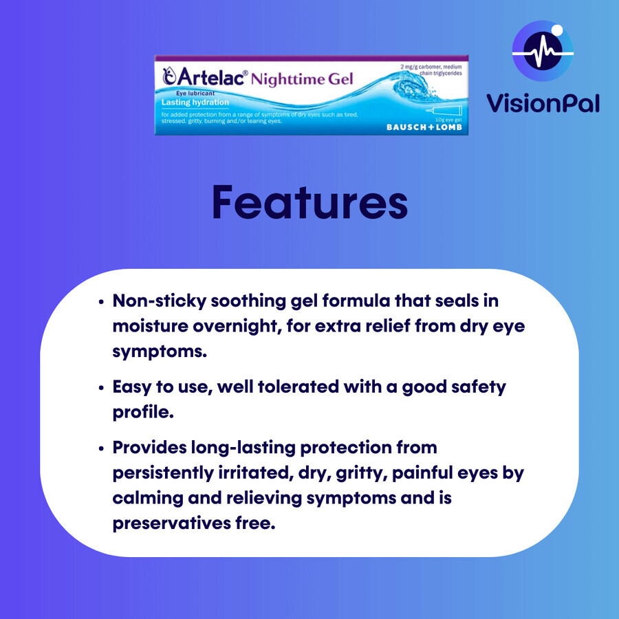 Artelac Nighttime eye gel, 3 x 10 g, Bausch + Lomb