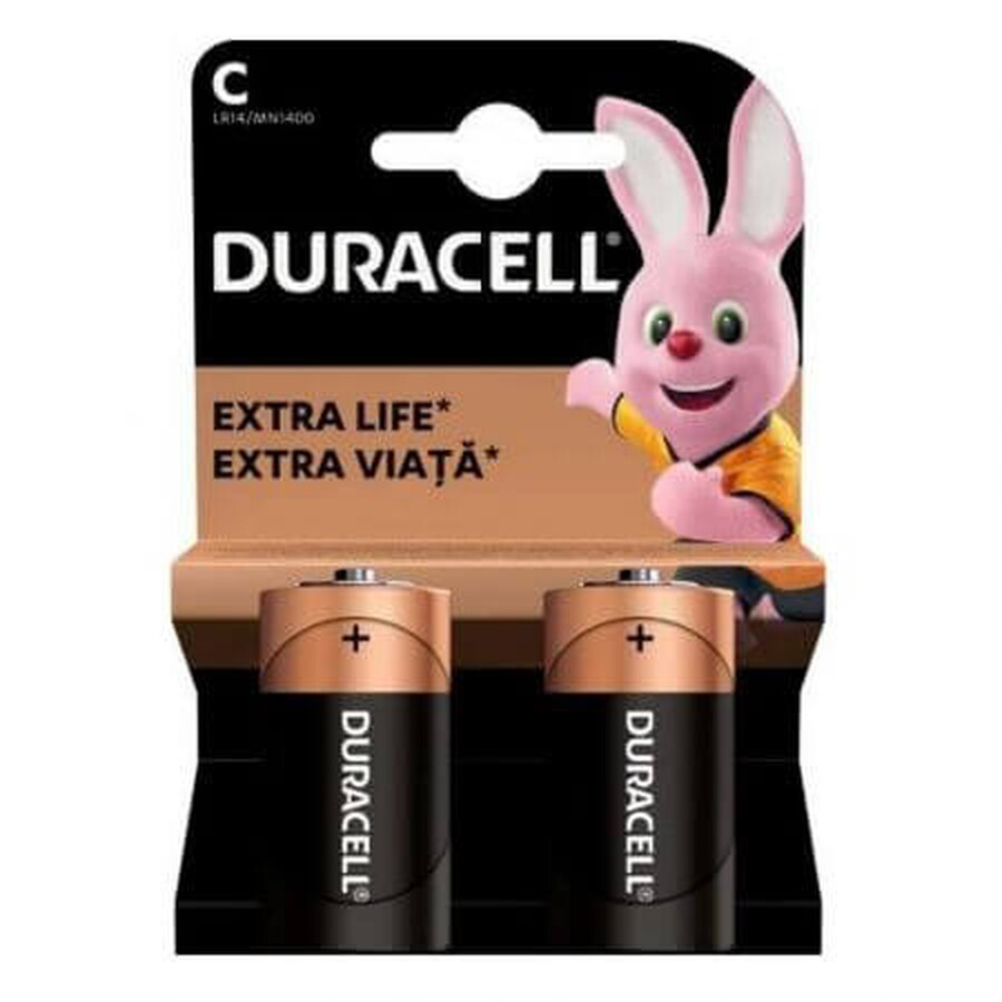 Alkaline batteries C Extra Life, 2 pieces, Duracell