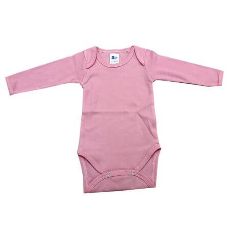 Rib long sleeve cotton bodysuit, 18-24 months, Pink, Baltic Bebe