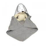 Baby cotton hooded towel, 75 x 75 cm, Fluffy Grey, Amy