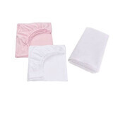 Set of 2 crib sheets + waterproof cover, 120x60 cm, White/Red, Fic Baby