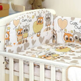 Bedding set with side protection, Owl, 120x60 cm, Amy