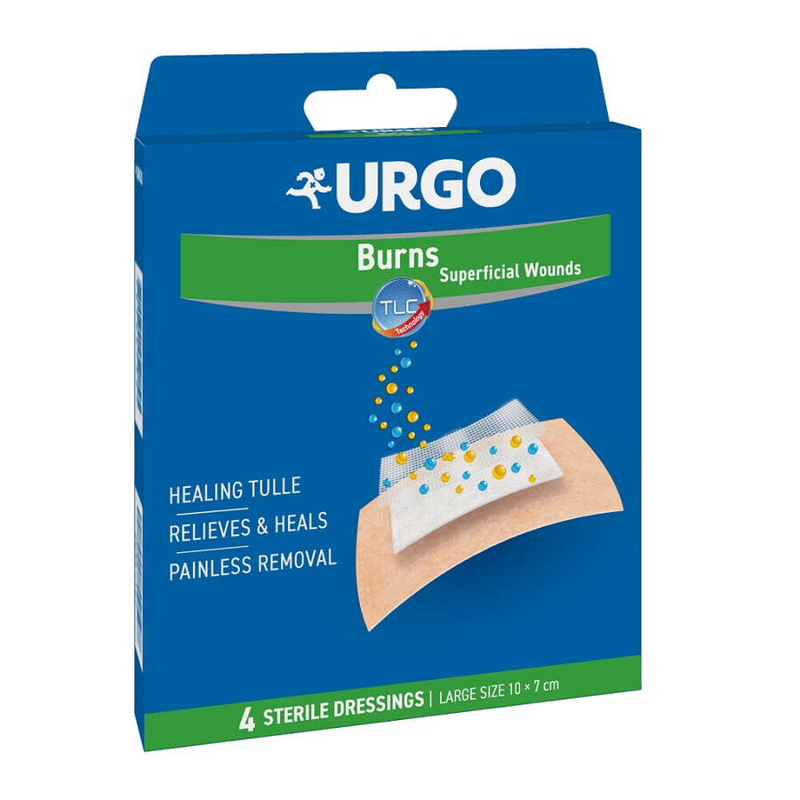 Buy Large patches for burns and superficial wounds, 4 pieces, Urgo Large patches for burns and superficial wounds, 4 pieces, Urgo