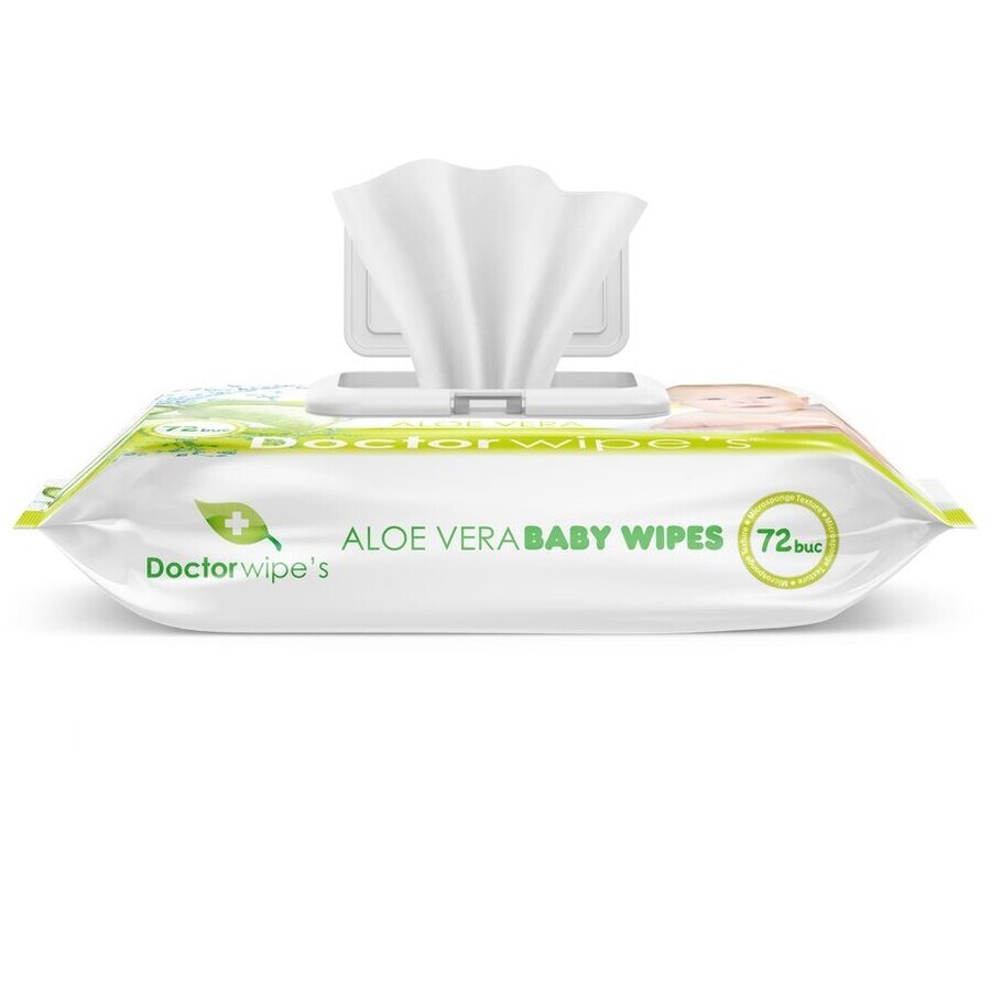 Salviettine umidificate per bambini con Aloe Vera, 72 pezzi, Doctor Wipe's Salviettine umidificate per bambini con Aloe Vera, 72 pezzi, Doctor Wipe's