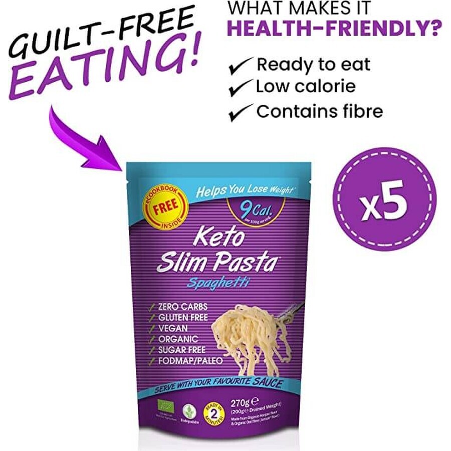 Spaghetti made of organic konjac flour Slim Pasta, 270 g, No Sugar Shop