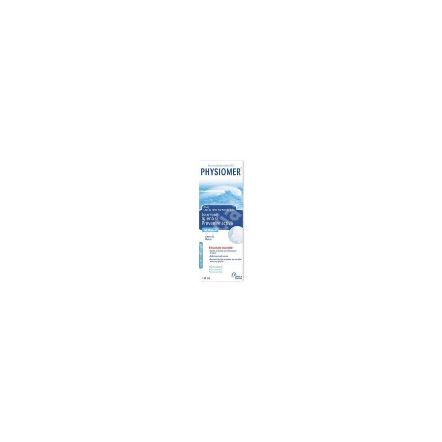 Spray nasale con acqua di mare isotonica Physiomer Gentle Jet Normal, 135 ml, Omega Pharma Spray nasale con acqua di mare isotonica Physiomer Gentle Jet Normal, 135 ml, Omega Pharma