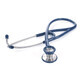 Blue Y-shaped stainless steel double capsule stethoscope, DM535B, Moretti