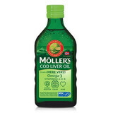 Omega 3 cod liver oil, Vitamin A-D-E, green apple flavour, 250 ml, Moller's