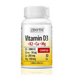 Vitamin D3+K2+Ca+Mg Complex, 30 capsules, Zenyth