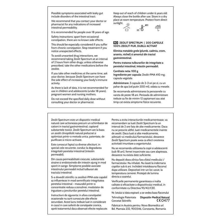 Zeolite Spectrum, 200 capsules, Novo Biomedics