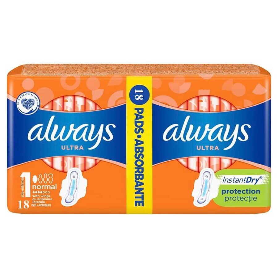Always Ultra Normal pads, 18 pieces, P&amp;G