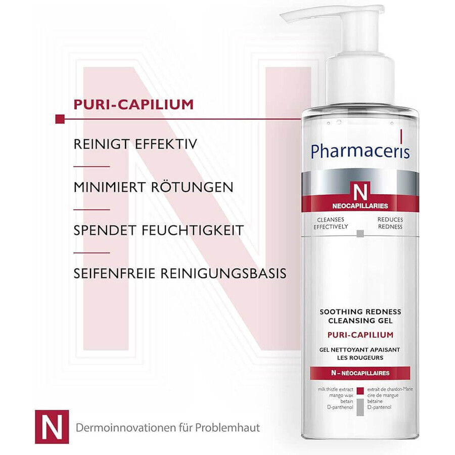 Gel detergente viso e occhi contro rossori Pharmaceris N Puri-Capilium 190 ml