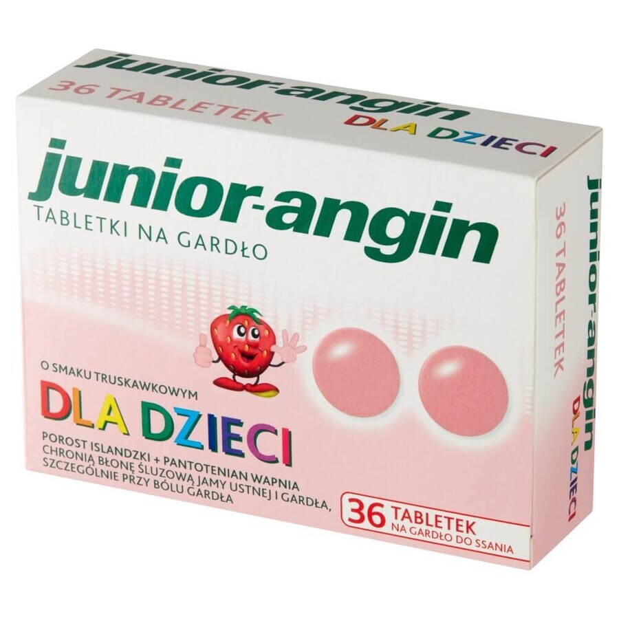 Junior-angin, for children from 4 years of age, strawberry flavor, 36 tablets