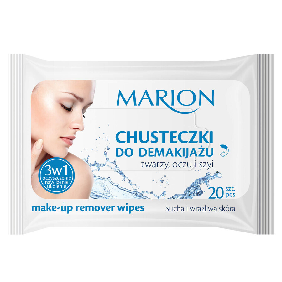 Marion, cleansing wipes, dry and sensitive skin, 20 pieces