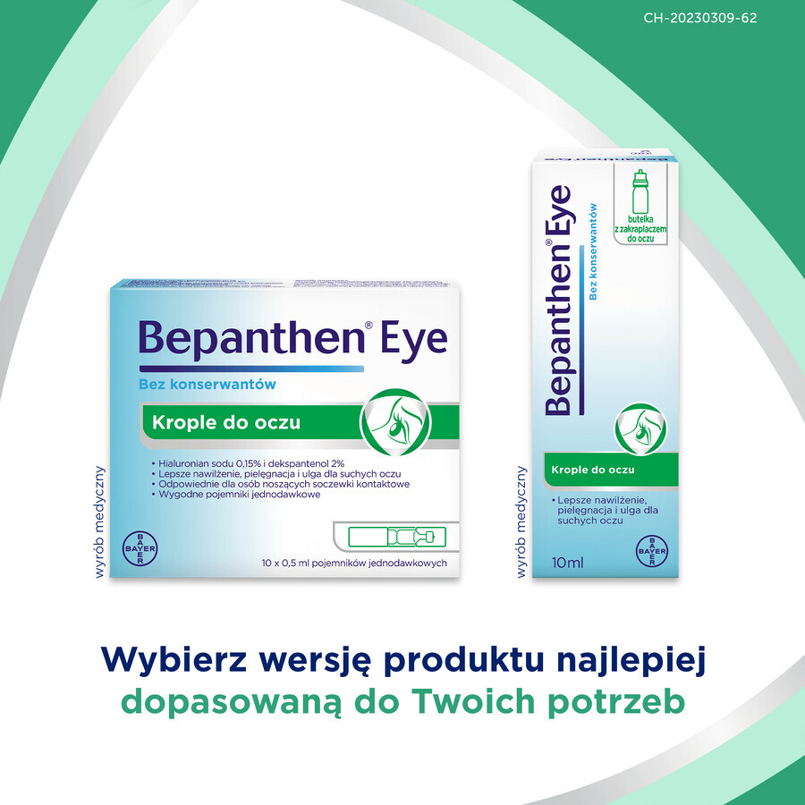 Bepanthen Picături pentru ochi, 0,5 ml x 10 recipiente unidoză Bepanthen Picături pentru ochi, 0,5 ml x 10 recipiente unidoză