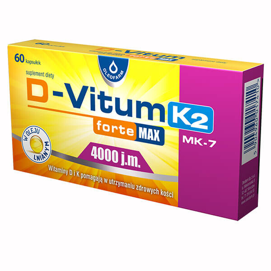D-Vitum Forte Max 4000 IU K2 MK-7, 60 capsules