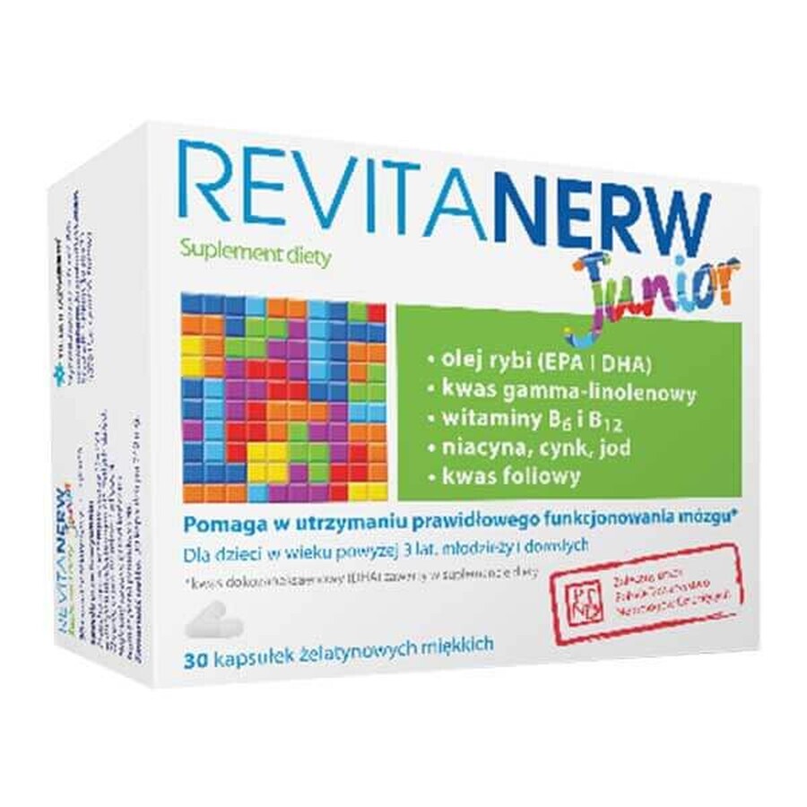 Revitanerw Junior, for children over 3 years and adults, 30 soft capsules