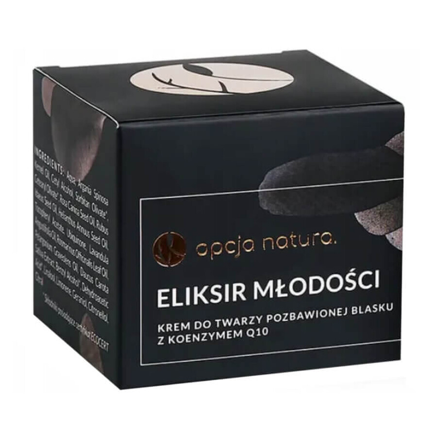 Cumpără Opcja Natura Elixir de tinerețe, cremă pentru față lipsită de strălucire cu coenzima Q10, 50 ml SHORT DATE Opcja Natura Elixir de tinerețe, cremă pentru față lipsită de strălucire cu coenzima Q10, 50 ml SHORT DATE