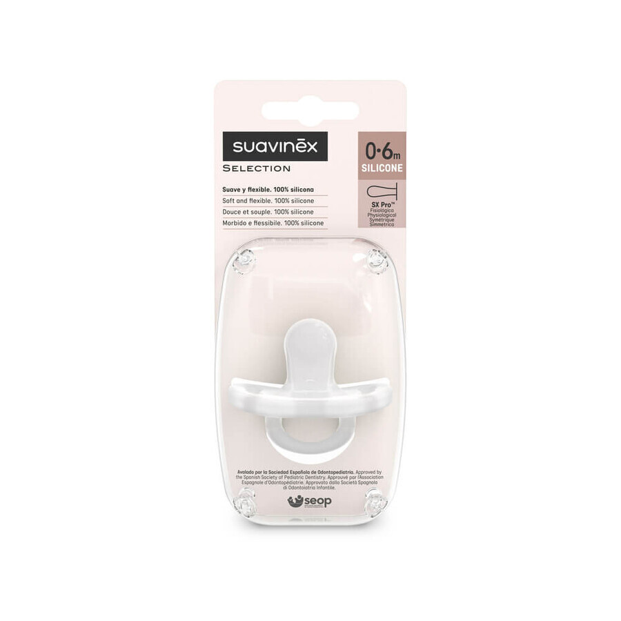 Suavinex Color Essence SX Pro Pacifier 100% Silicone Physiological Transparent 0-6 Months 1pc