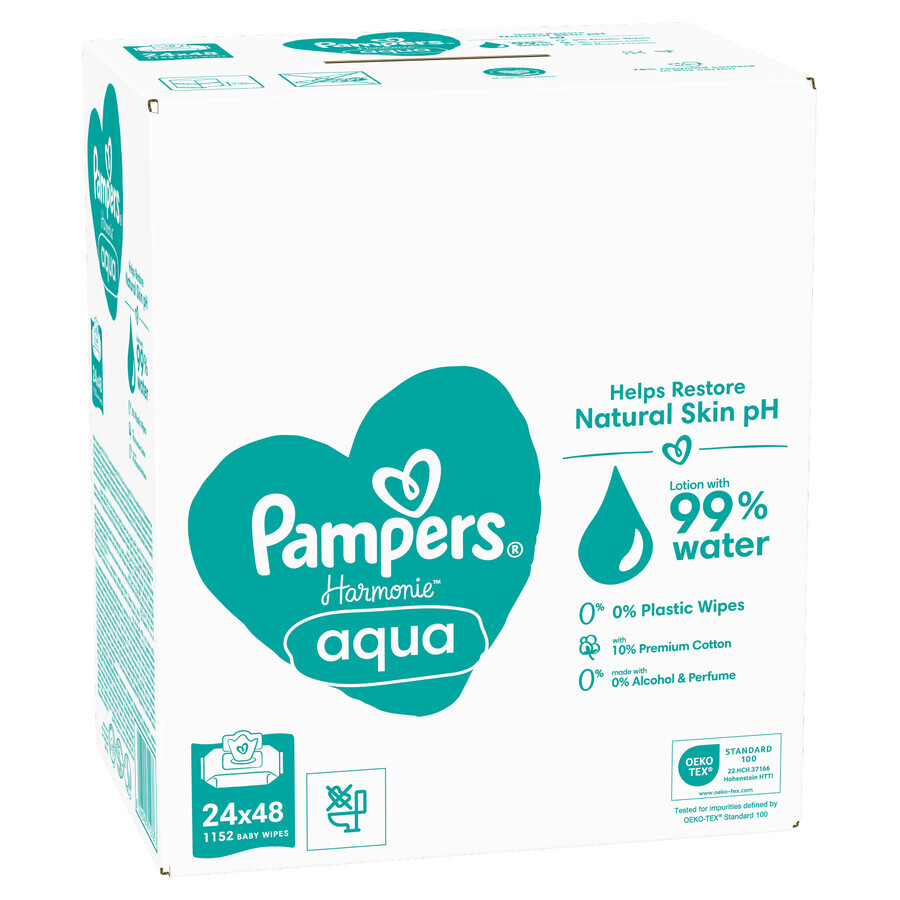Pampers Harmonie Aqua, wet wipes, 24 x 48 pcs