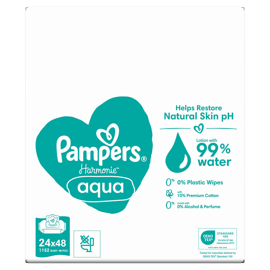 Pampers Harmonie Aqua, wet wipes, 24 x 48 pcs