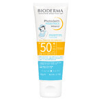 Set Bioderma Photoderm Pediatrics, fluido minerale per bambini, per pelli sensibili e allergiche, SPF 50+, 50 g + gel-crema lenitivo per prolungare l'abbronzatura, 100 ml