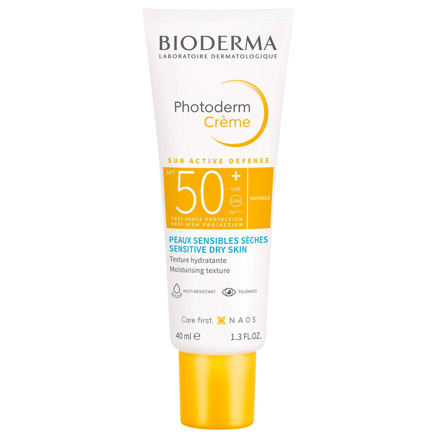 Set Bioderma Photoderm Creme, crema protettiva per il viso, pelle secca, SPF 50+, 40 ml + gel-crema lenitivo per prolungare l'abbronzatura, 100 ml