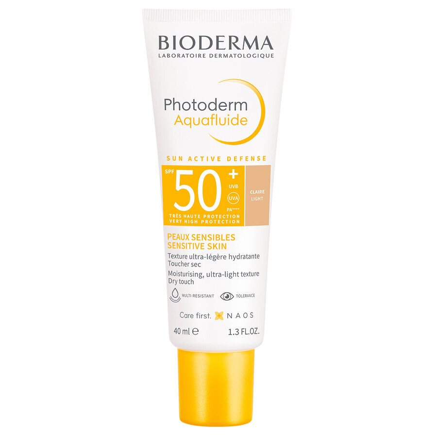 Set Bioderma Photoderm Aquafluide, protezione solare ultraleggera per pelli normali, leggera, SPF 50+, 40 ml + gel-crema lenitivo per prolungare l'abbronzatura, 100 ml