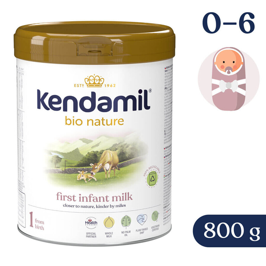 Kendamil Bio Nature 1, zuigelingenmelk, vanaf de geboorte, 800 g