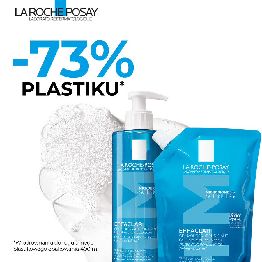 La Roche-Posay Effaclar, gel detergente per pelli grasse e sensibili, ricambio, 400 ml