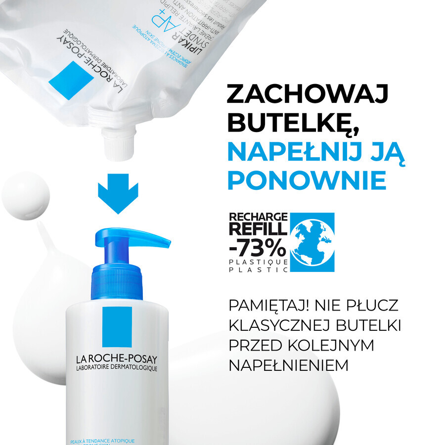 La Roche-Posay Lipikar Syndet AP+, cremă de spălare corporală cu reumplere lipidică, de la naștere, stoc, 400 ml