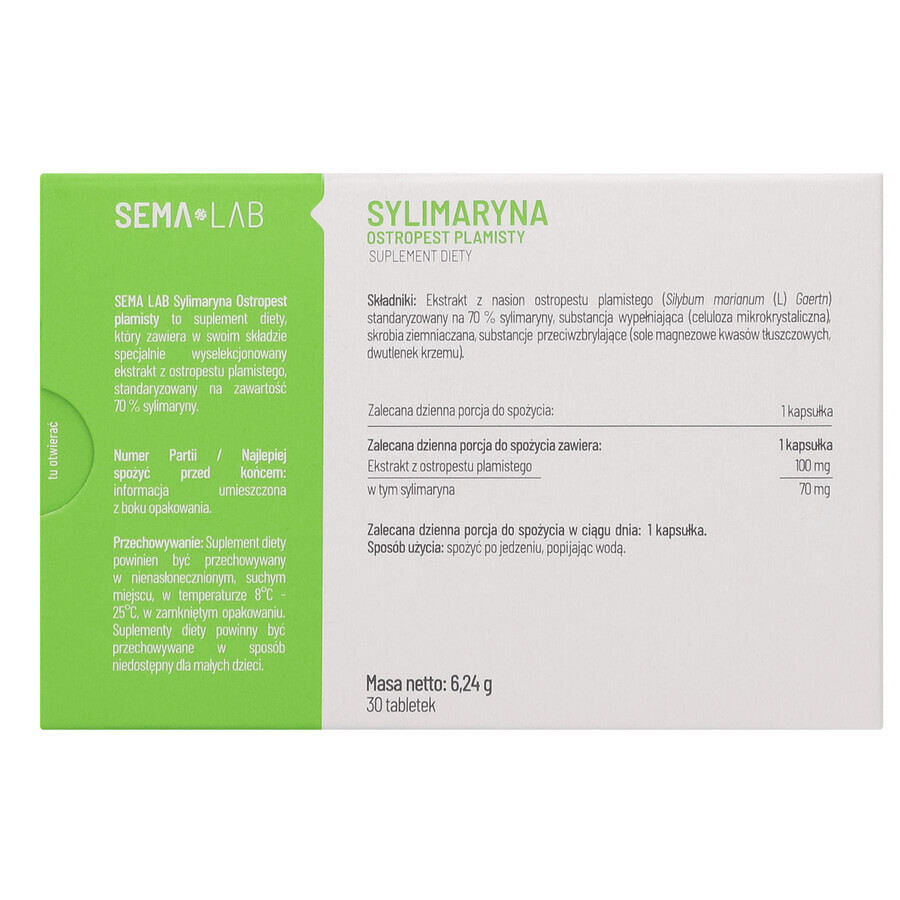 SEMA Lab Silymarin Thistle, 30 tablets