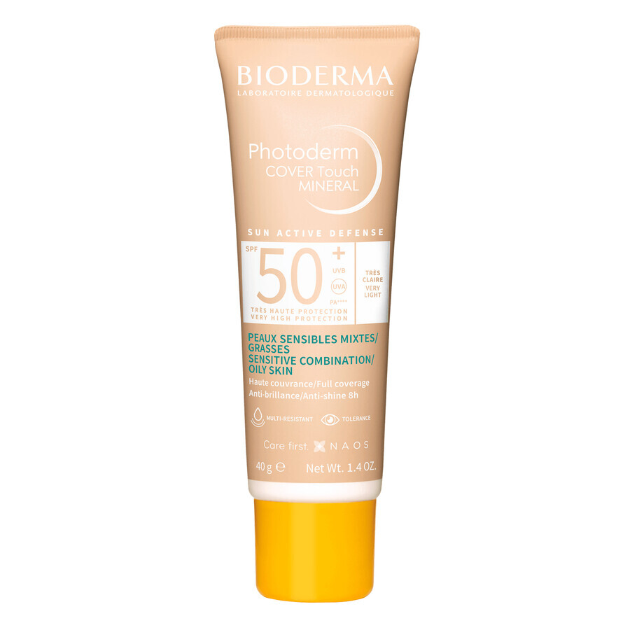 Bioderma Photoderm set, fluido minerale opaco, molto leggero, SPF 50+, 40 g + gel-crema lenitivo per prolungare l'abbronzatura, 100 ml