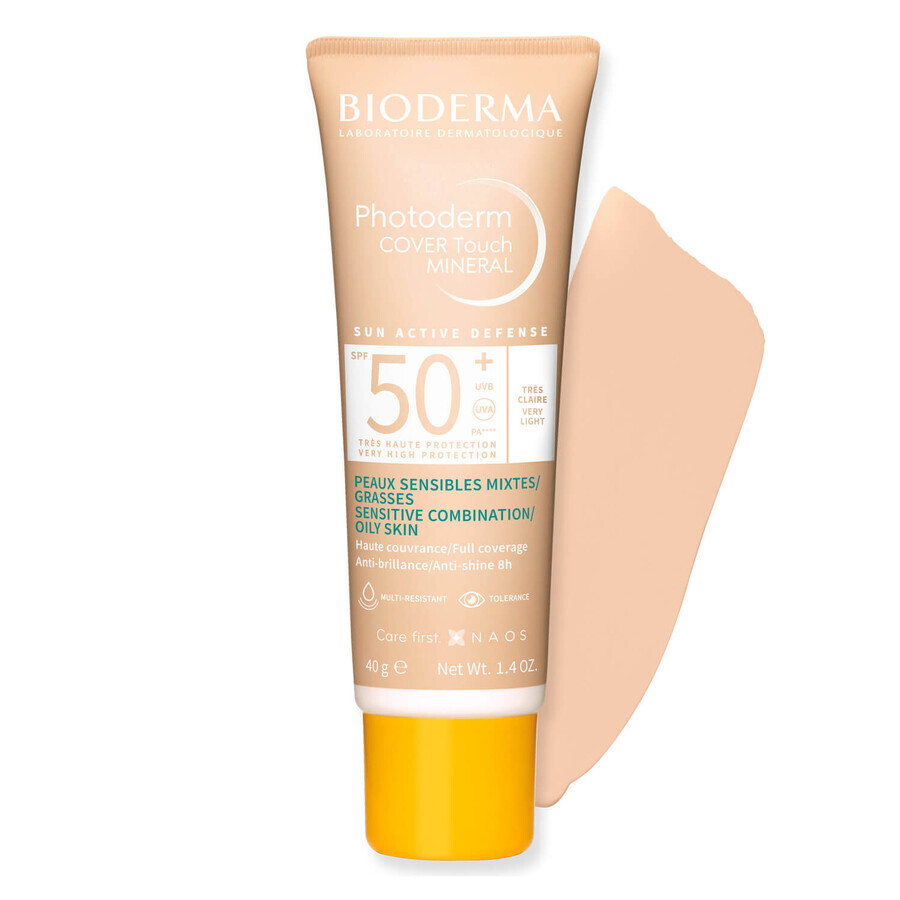 Bioderma Photoderm set, fluido minerale opaco, molto leggero, SPF 50+, 40 g + gel-crema lenitivo per prolungare l'abbronzatura, 100 ml