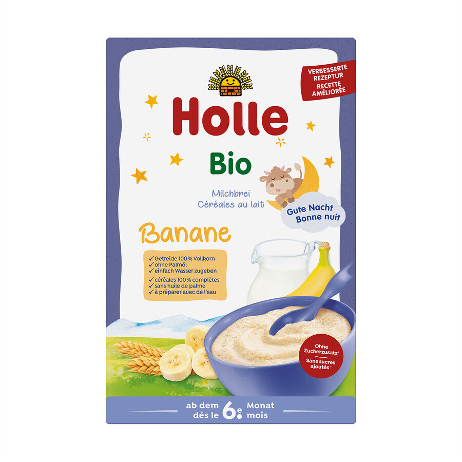 Holle Melk en Bananenpap Bio, volkoren, na 6 maanden, 250 g Holle Melk en Bananenpap Bio, volkoren, na 6 maanden, 250 g