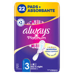 Always Platinum, maandverband met vleugels, maat 3, Dag & Nacht, 22 stuks Always Platinum, maandverband met vleugels, maat 3, Dag & Nacht, 22 stuks