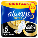 Always Ultra Winged Sanitary Napkins, Size 5, Secure Night Extra, 20 Count Always Ultra Winged Sanitary Napkins, Size 5, Secure Night Extra, 20 Count