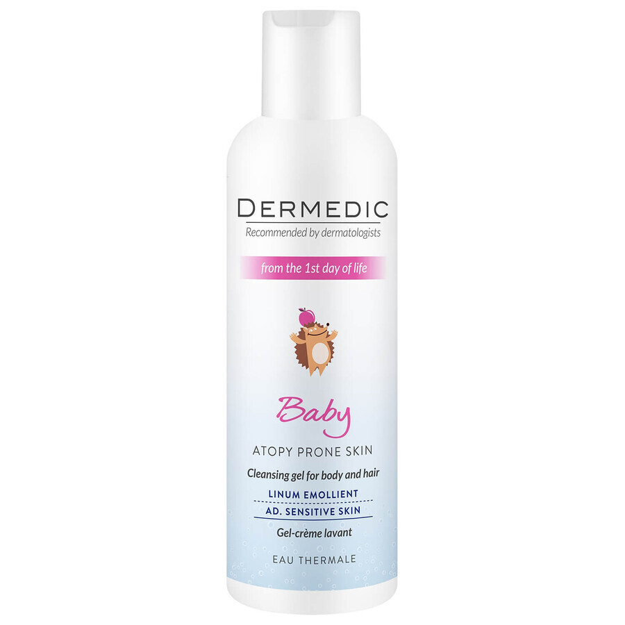 Dermedic Linum Emolient Baby, creamy cleansing gel from the first day of life, dry skin, atopic skin, with psoriasis symptoms, 200 ml + oily face and body butter, 30 ml free