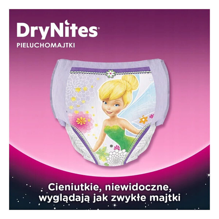 Huggies DryNites Girls, mutandine per la notte, per bambine, 4-7 anni, 17-30 kg, 10 pezzi