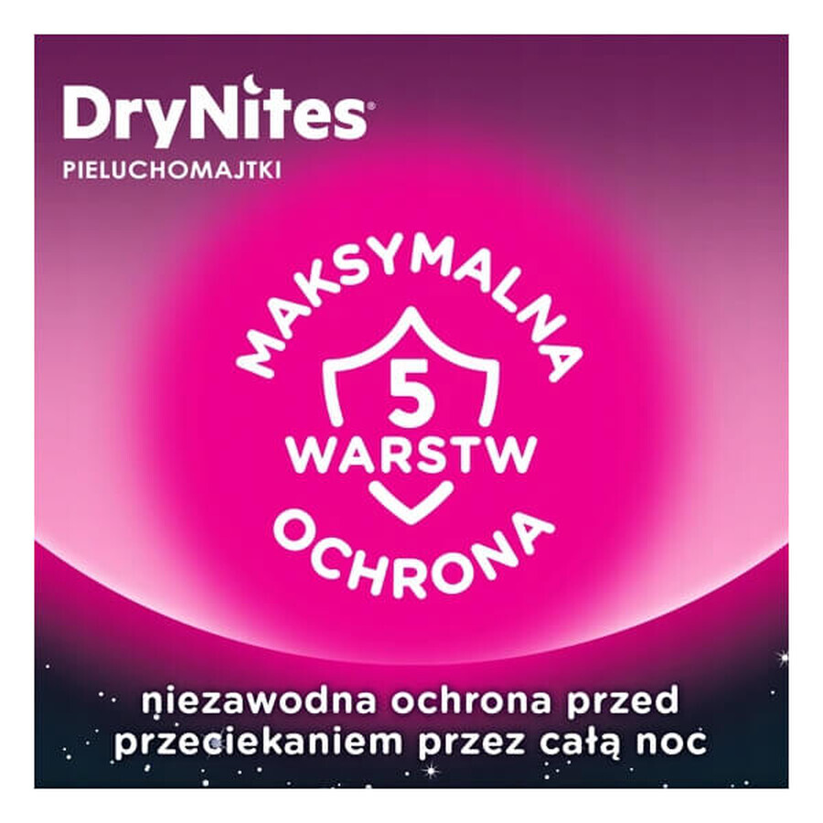 Huggies DryNites Girls, mutandine per la notte, per bambine, 4-7 anni, 17-30 kg, 10 pezzi