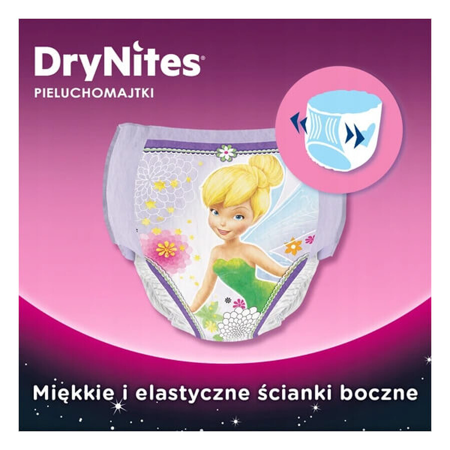 Huggies DryNites Girls, mutandine per la notte, per bambine, 4-7 anni, 17-30 kg, 10 pezzi