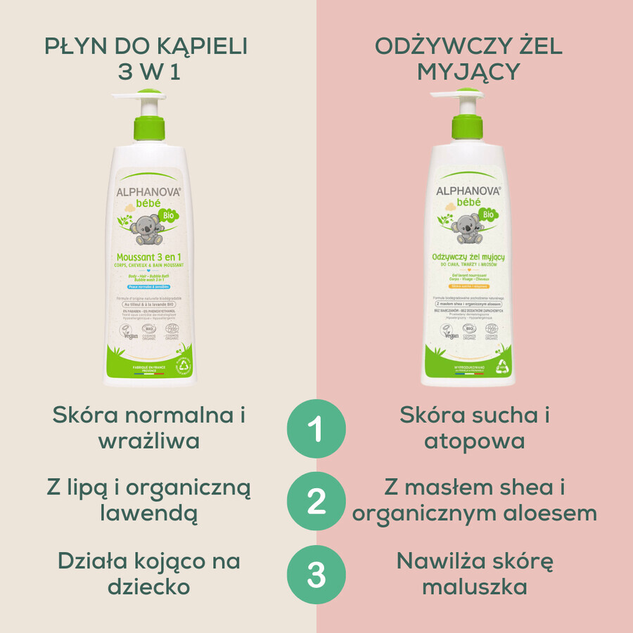 Alphanova Bebe, bath lotion for children 3in1, 500 ml
