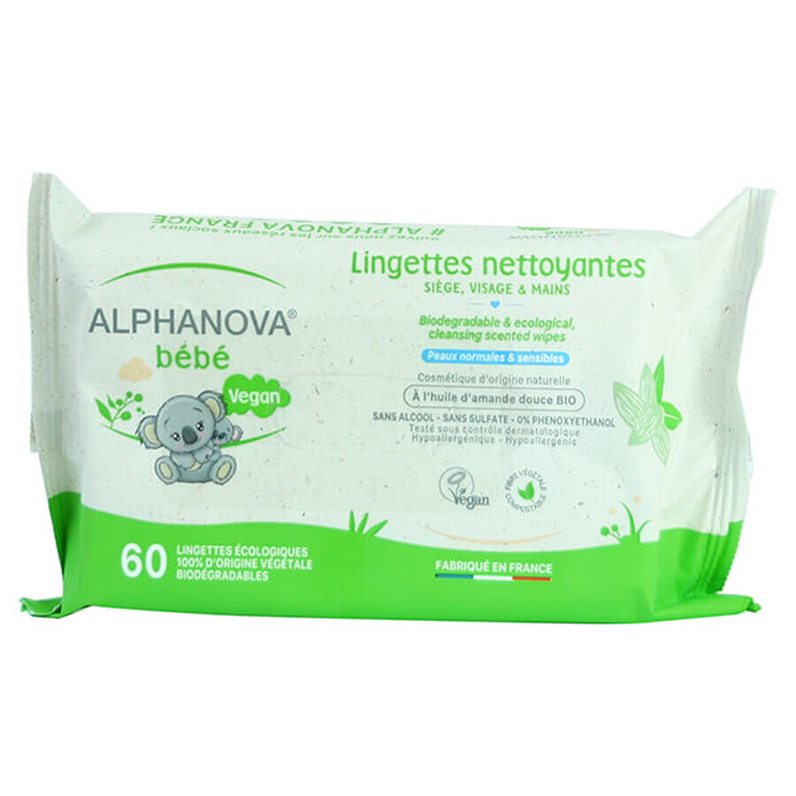 Alphanova Baby, wet wipes, 3 x 60 pcs