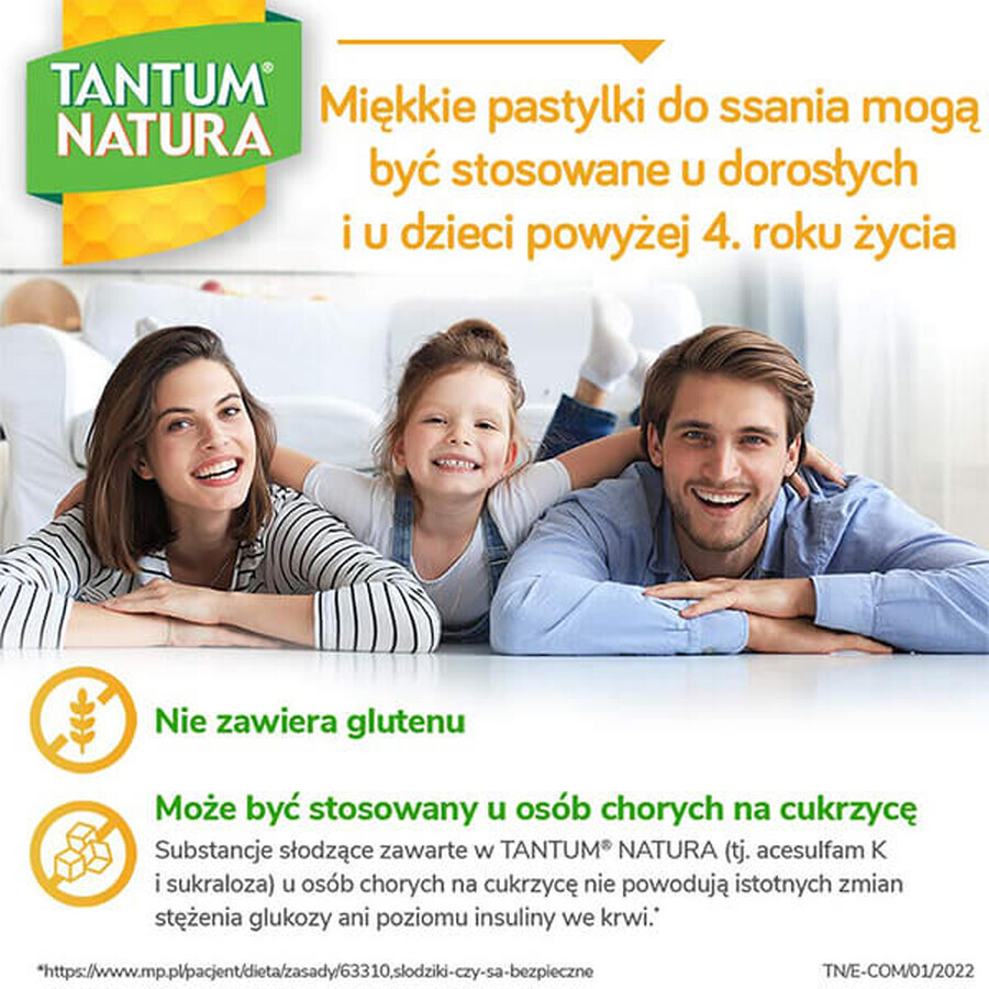 Tantum Natura, lemon and honey flavor, 15 pills