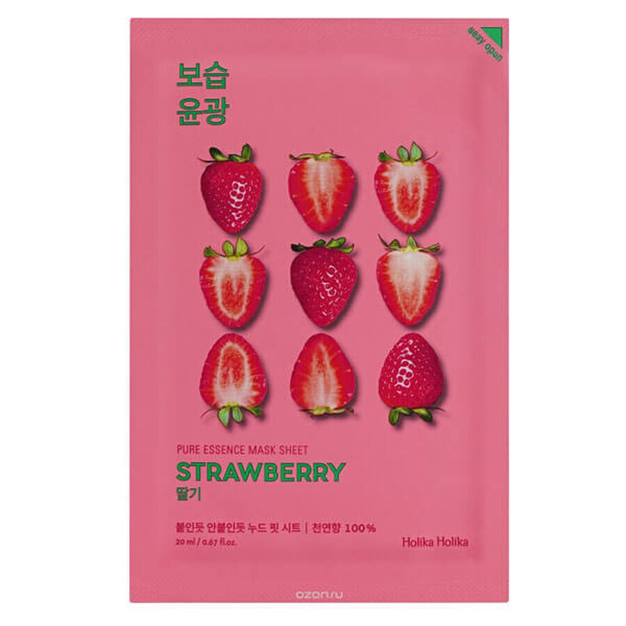 Holika Holika Pure Essence Mask Sheet Strawberry, katoenen bladmasker, 1 stuk