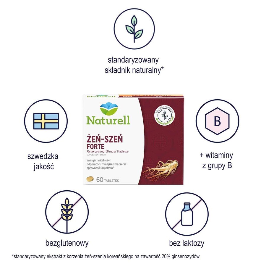 Naturell, Ginseng Forte, 60 tablets