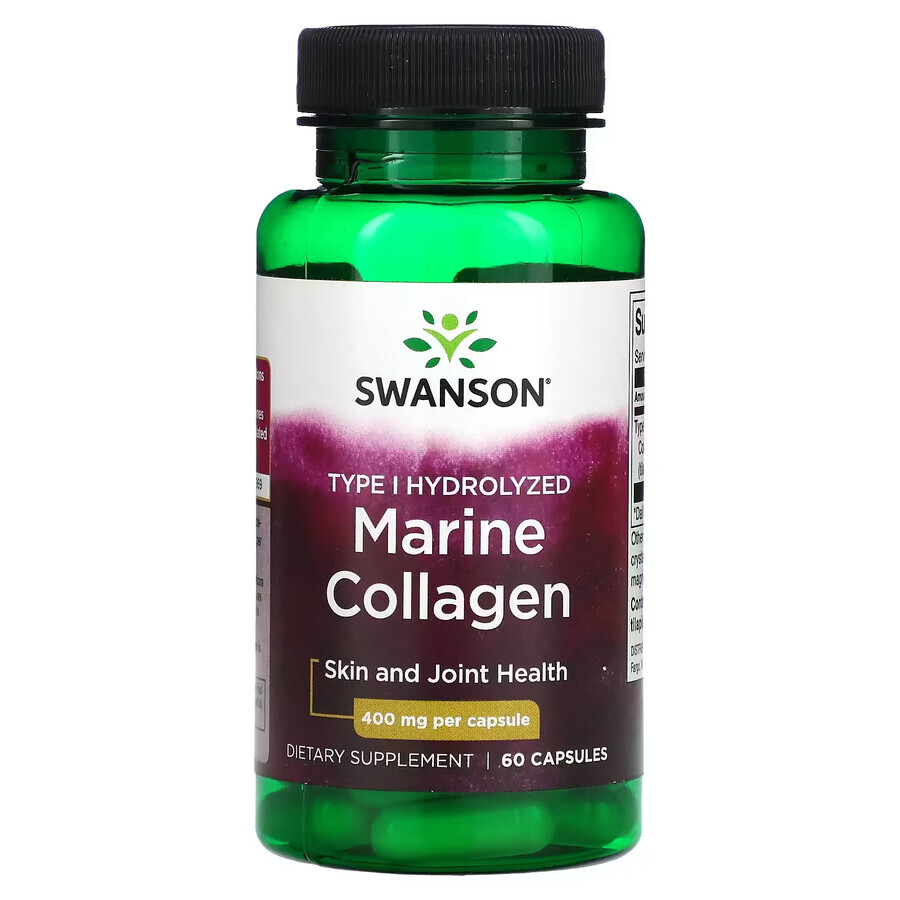 Swanson Marine Collagen Peptides, Hydrolyzed Fish Collagen Type I, 60 Capsules