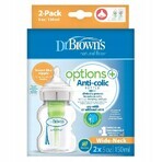 Dr Browns Options+, biberon anti-colique, à col large, avec tétine, 2 x 150 ml Dr Browns Options+, biberon anti-colique, à col large, avec tétine, 2 x 150 ml