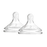 Dr Brown's Options+ Wide Neck Silicone Baby Bottle Nipple, Level 2, Natural Flow, 3-6 Months, 2 Pack
