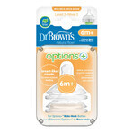 Dr. Brown's Options+, siliconenspeen met wijde hals, Niveau 3, natuurlijke stroming, vanaf 6 maanden, 2 stuks Dr. Brown's Options+, siliconenspeen met wijde hals, Niveau 3, natuurlijke stroming, vanaf 6 maanden, 2 stuks